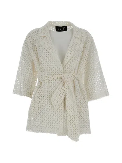 Irie Structured White Jacket With Front Zipper Closure In Neutral