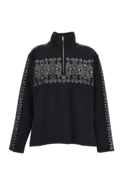 Irie Half-zip Long-sleeve Top With Geometric Patterns In Black