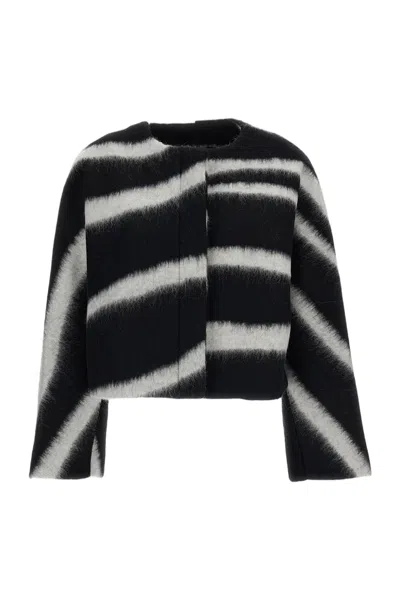 Irie Multicolor Striped Cropped Boxy Jacket In Black