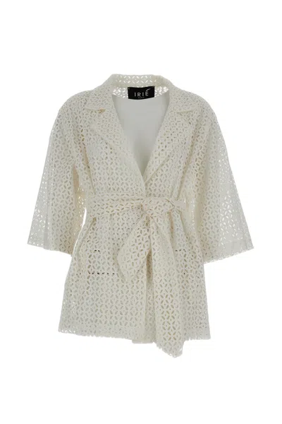 Irie Structured White Jacket With Front Zipper Closure In Gray