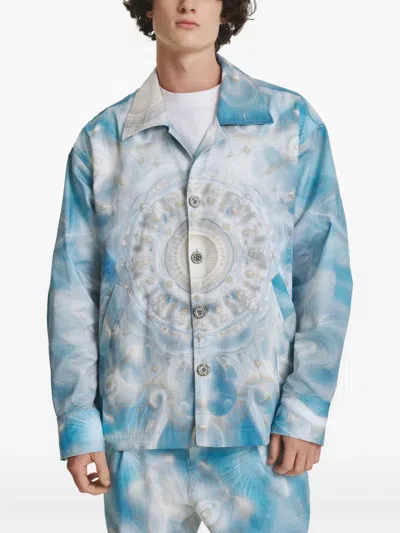 Irina Voinea Printed Overshirt In Blue