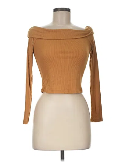 Pre-owned Iris 3/4 Sleeve Top Brown Boatneck Tops