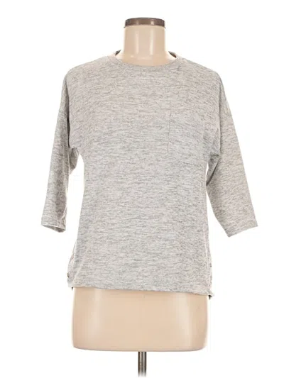 Pre-owned Iris 3/4 Sleeve Top Gray Crew Neck Tops