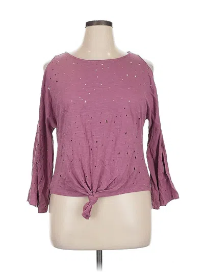 Pre-owned Iris 3/4 Sleeve Top Purple Keyhole Neckline Tops