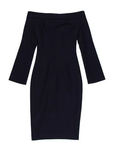 Pre-owned Iris & Ink Bateau Neckline Mini Dress In Blue