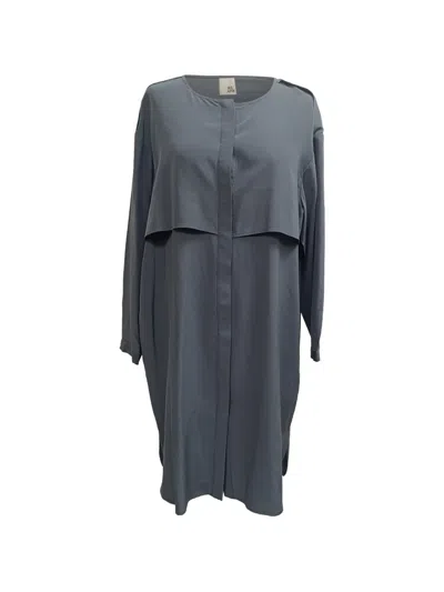 Pre-owned Iris & Ink Belted Long-sleeve Dress In Black
