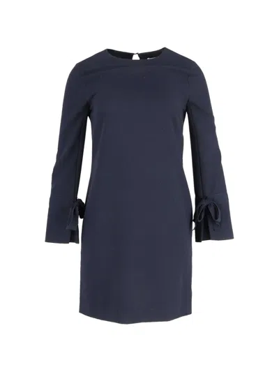 Pre-owned Iris & Ink Bow-detail Mini Dress In Blue