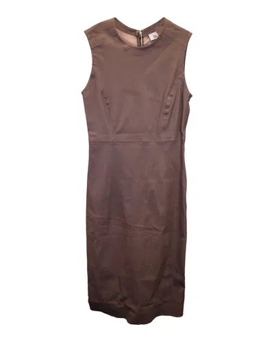 Pre-owned Iris & Ink Carrie Stretch Midi Dress In Brown Leather In Gray