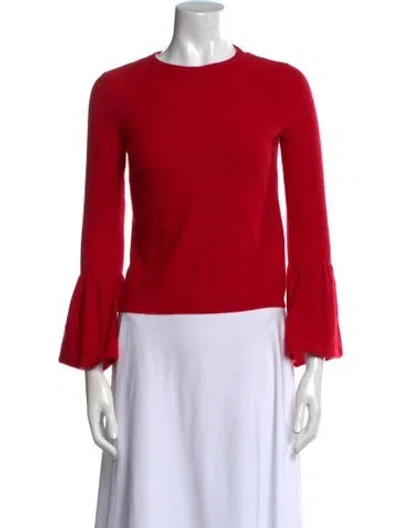 Pre-owned Iris & Ink Cashmere Crew Neck Sweater In Red