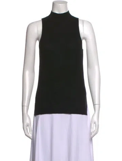 Pre-owned Iris & Ink Cashmere Mock Neck Sweater In Black