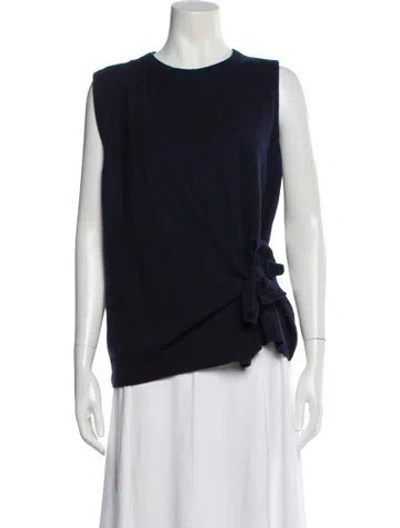 Pre-owned Iris & Ink Cashmere Scoop Neck Sweater In Blue
