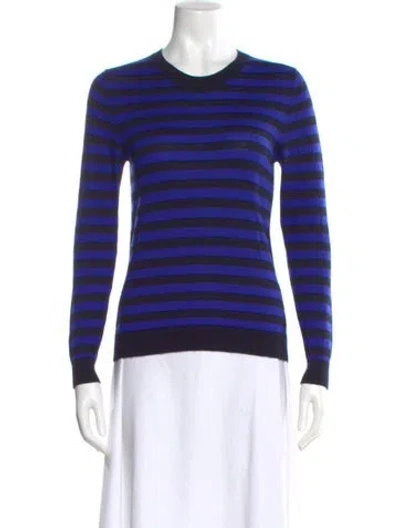 Pre-owned Iris & Ink Cashmere Striped Sweater In Blue