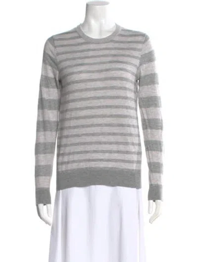 Pre-owned Iris & Ink Cashmere Striped Sweater In Gray