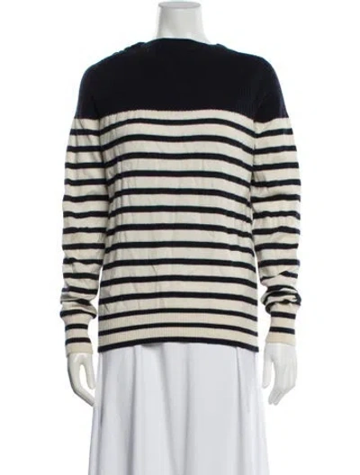 Pre-owned Iris & Ink Cashmere Striped Sweater In Multi
