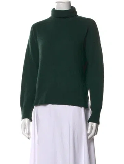 Pre-owned Iris & Ink Cashmere Turtleneck Sweater In Green
