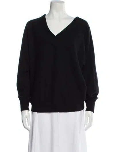 Pre-owned Iris & Ink Cashmere V-neck Sweater In Black