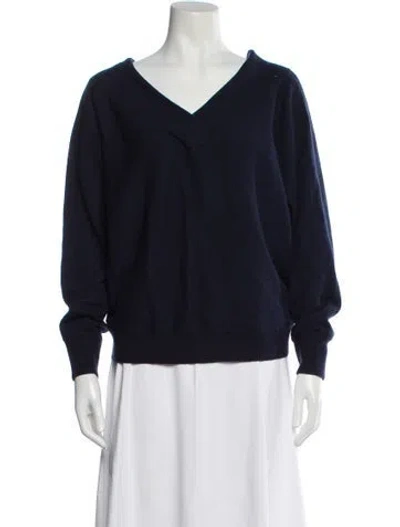 Pre-owned Iris & Ink Cashmere V-neck Sweater In Blue