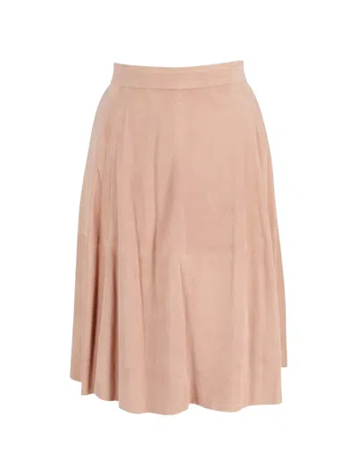 Pre-owned Iris & Ink Circle Suede Skirt In Neutral