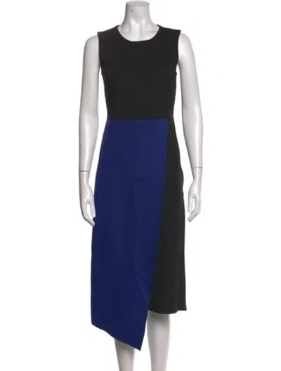 Pre-owned Iris & Ink Colorblock Pattern Midi Length Dress In Blue