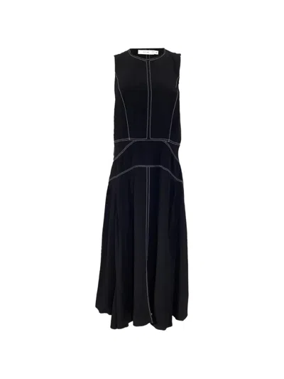Pre-owned Iris & Ink Contrasting-stitch Dress In Black