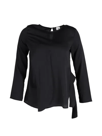 Pre-owned Iris & Ink Crew-neck Blouse In Black