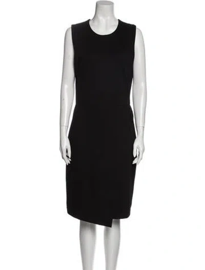 Pre-owned Iris & Ink Crew Neck Knee-length Dress In Black