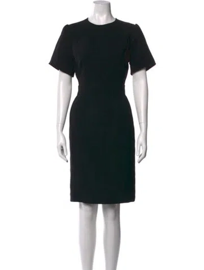 Pre-owned Iris & Ink Crew Neck Knee-length Dress In Black