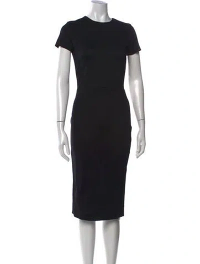 Pre-owned Iris & Ink Crew Neck Knee-length Dress In Black