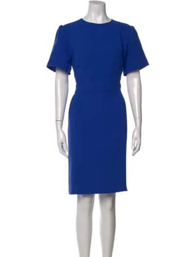 Pre-owned Iris & Ink Crew Neck Knee-length Dress In Blue