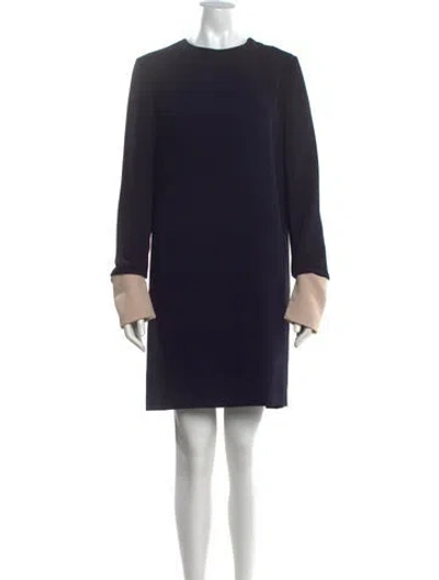 Pre-owned Iris & Ink Crew Neck Knee-length Dress In Blue