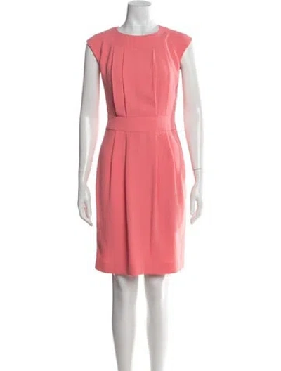 Pre-owned Iris & Ink Crew Neck Knee-length Dress In Pink