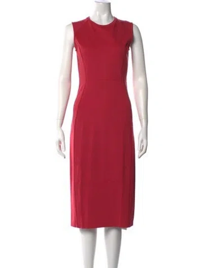 Pre-owned Iris & Ink Crew Neck Knee-length Dress In Red