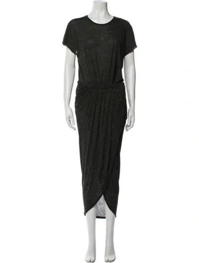 Pre-owned Iris & Ink Crew Neck Long Dress In Black