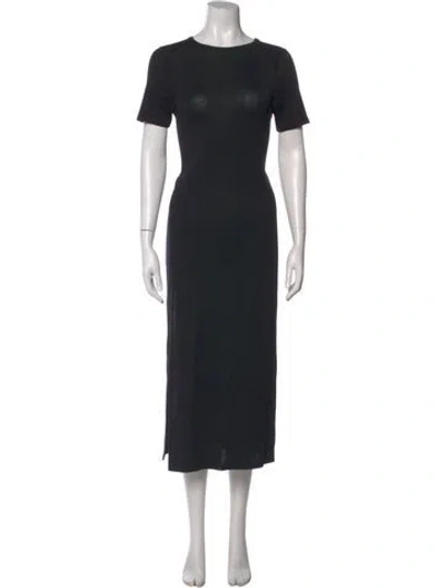 Pre-owned Iris & Ink Crew Neck Long Dress In Black