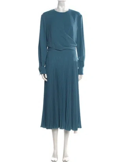 Pre-owned Iris & Ink Crew Neck Long Dress W/ Tags In Blue