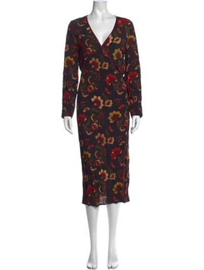 Pre-owned Iris & Ink Floral Print Long Dress In Multicolor