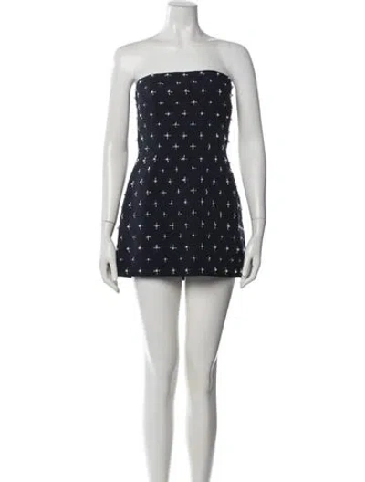 Pre-owned Iris & Ink Graphic Print Mini Dress In Blue