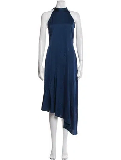 Pre-owned Iris & Ink Halterneck Midi Length Dress In Blue