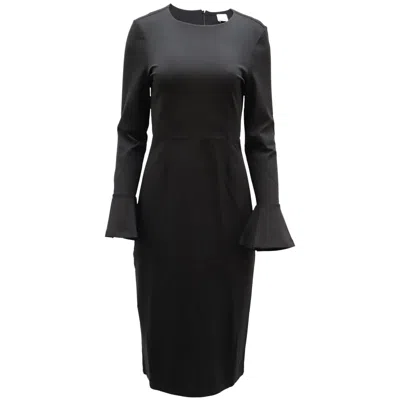 Pre-owned Iris & Ink , Helga Jersey Dress With Fluted Sleeve; Black
