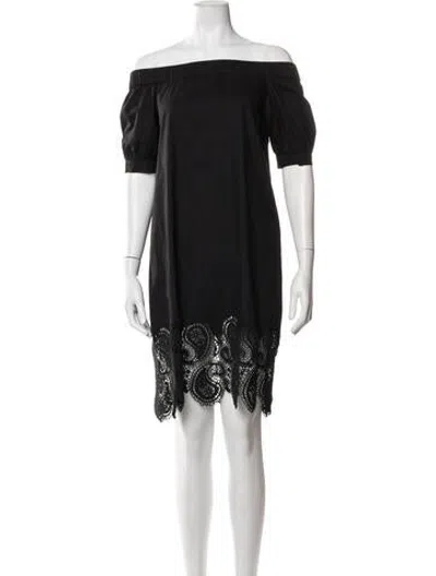 Pre-owned Iris & Ink Lace Pattern Mini Dress In Black