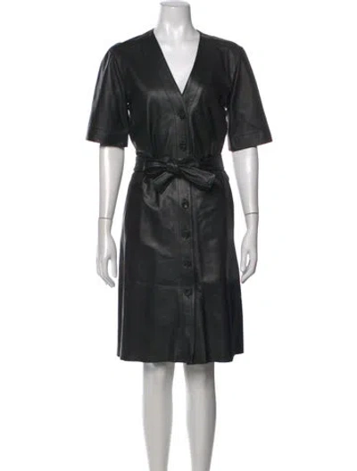 Pre-owned Iris & Ink Lambskin Knee-length Dress In Black