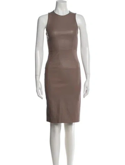 Pre-owned Iris & Ink Lambskin Knee-length Dress In Brown