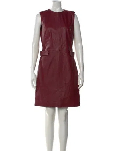 Pre-owned Iris & Ink Lambskin Mini Dress In Burgundy