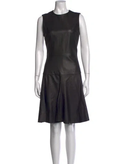 Pre-owned Iris & Ink Leather Knee-length Dress In Black