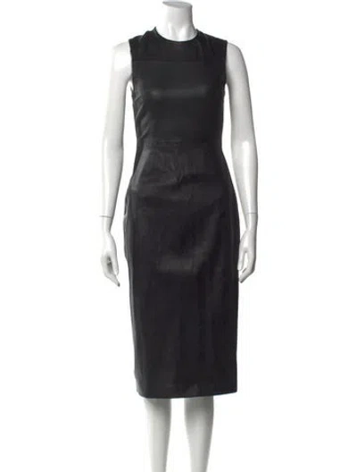 Pre-owned Iris & Ink Leather Midi Length Dress In Black
