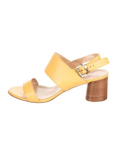 Pre-owned Iris & Ink Leather Slingback Sandals In Yellow