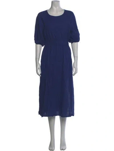 Pre-owned Iris & Ink Linen Midi Length Dress In Blue