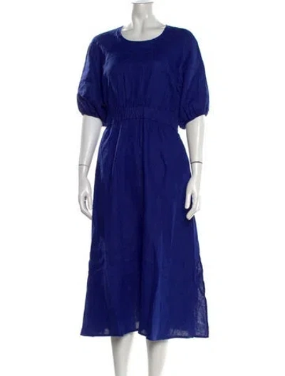 Pre-owned Iris & Ink Linen Midi Length Dress W/ Tags In Blue