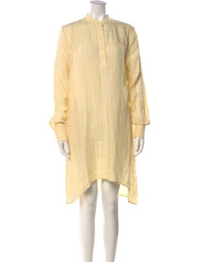 Pre-owned Iris & Ink Linen Midi Length Dress In Yellow