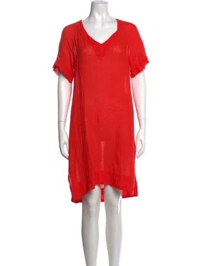 Pre-owned Iris & Ink Linen Mini Dress In Orange